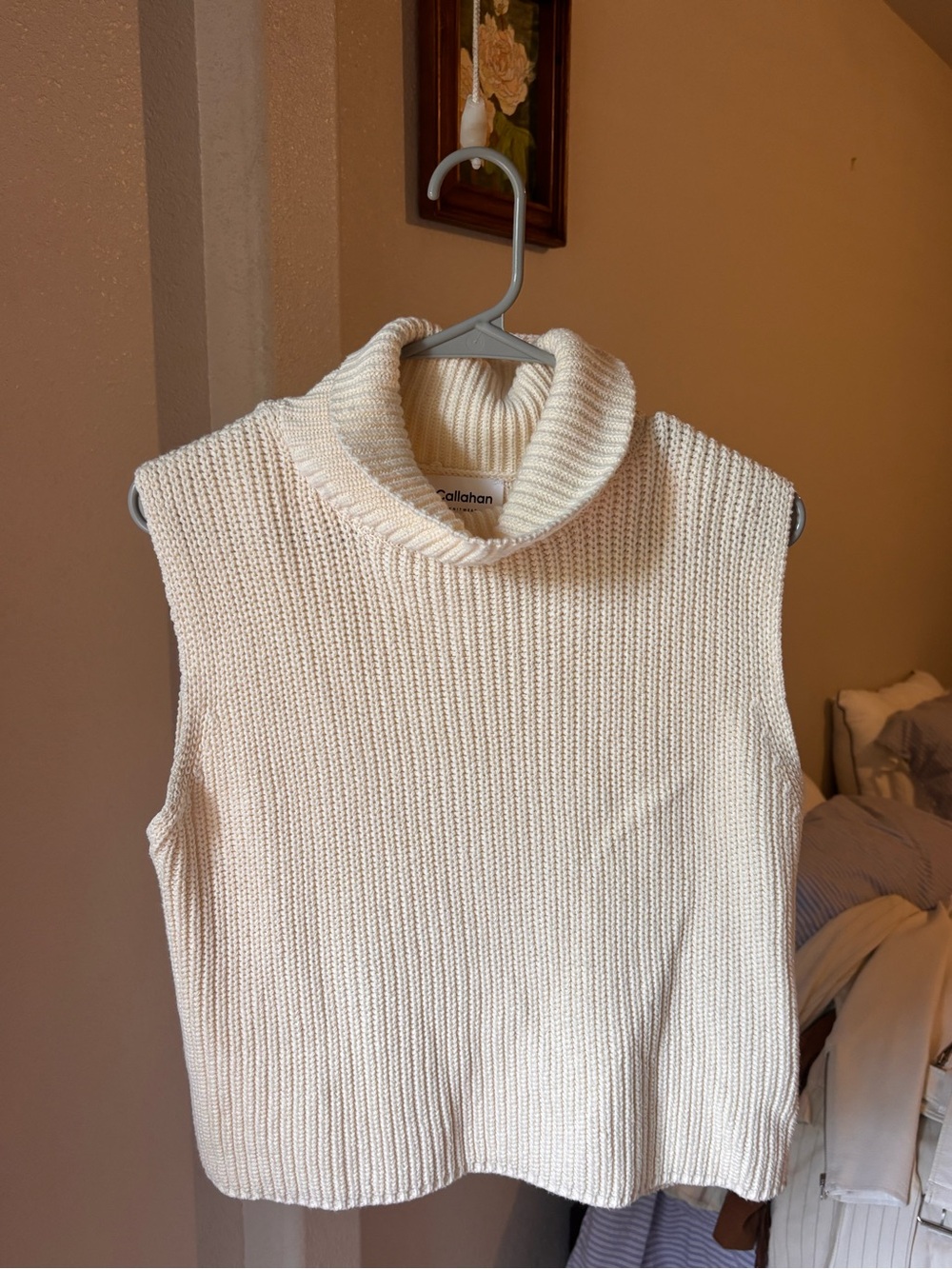 Callahan Ivory Sleeveless Turtleneck Sweater Vest